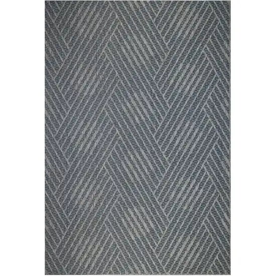 Gray and Blue Geometric Stain Resistant Indoor Outdoor Area Rug Photo 2