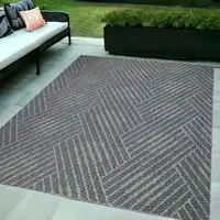 Photo of Gray and Blue Geometric Stain Resistant Indoor Outdoor Area Rug