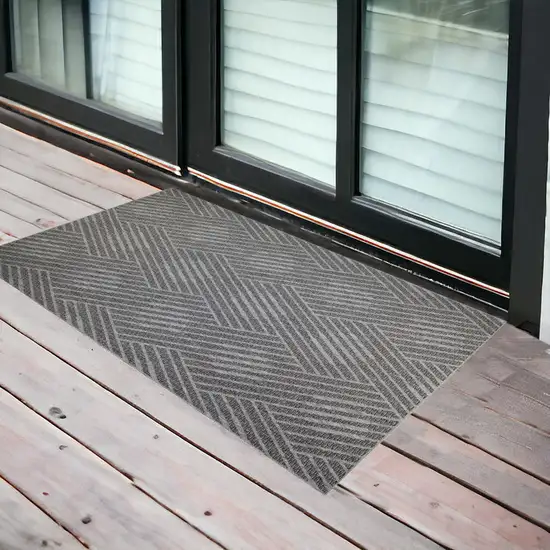 Gray and Blue Geometric Stain Resistant Indoor Outdoor Area Rug Photo 1