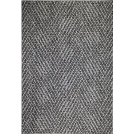 Gray and Blue Geometric Stain Resistant Indoor Outdoor Area Rug Photo 2