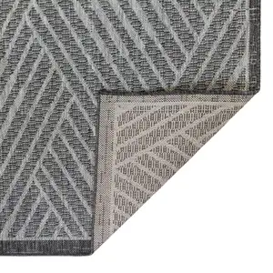 Photo of Gray and Blue Geometric Stain Resistant Indoor Outdoor Area Rug