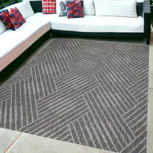 Photo of Gray and Blue Geometric Stain Resistant Indoor Outdoor Area Rug