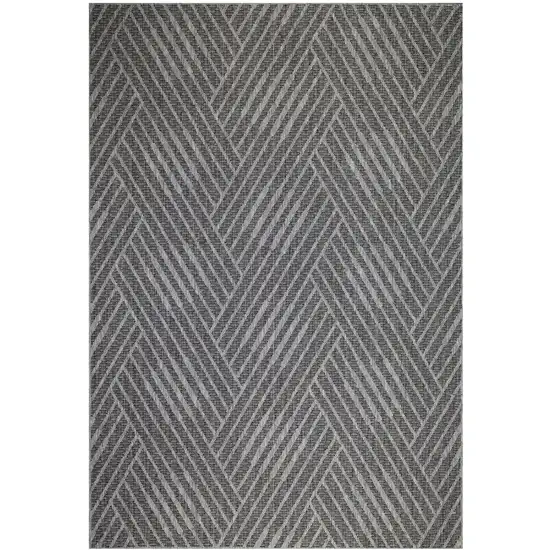 Gray and Blue Geometric Stain Resistant Indoor Outdoor Area Rug Photo 2