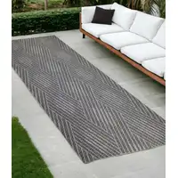 Photo of Gray and Blue Geometric Stain Resistant Indoor Outdoor Runner Rug