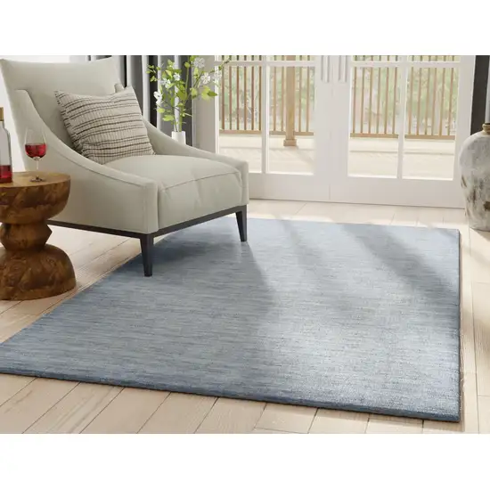 Gray and Blue Hand Woven Runner Rug Photo 6