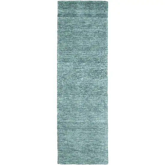 Gray and Blue Hand Woven Runner Rug Photo 4