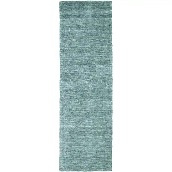 Gray and Blue Hand Woven Runner Rug Photo 2