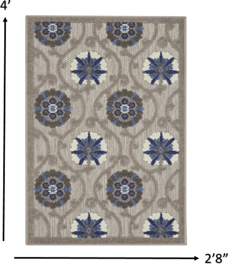 Gray and Blue Indoor Outdoor Area Rug Photo 4