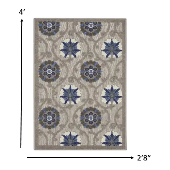 Gray and Blue Indoor Outdoor Area Rug Photo 4