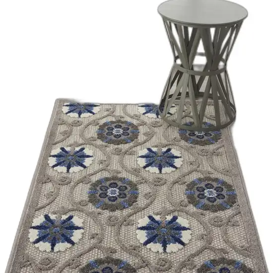 Gray and Blue Indoor Outdoor Area Rug Photo 10