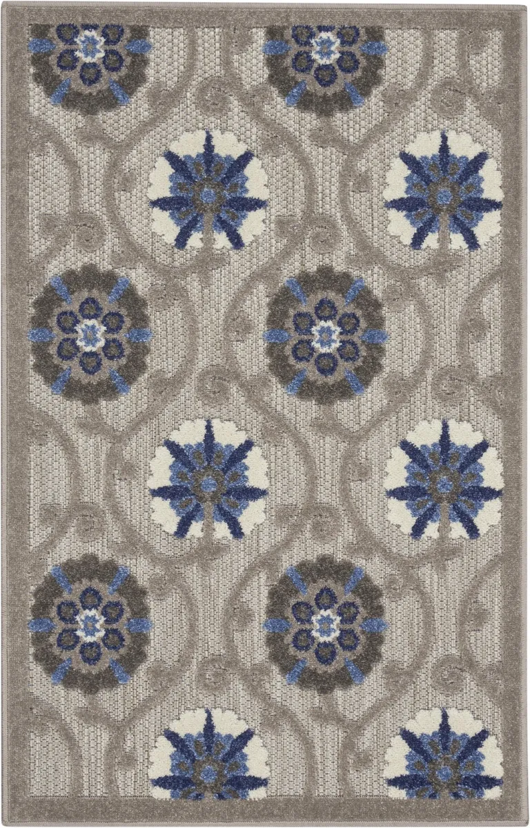 Gray and Blue Indoor Outdoor Area Rug Photo 1