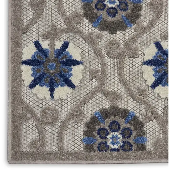 Blue And Gray Floral Indoor Outdoor Area Rug Photo 6