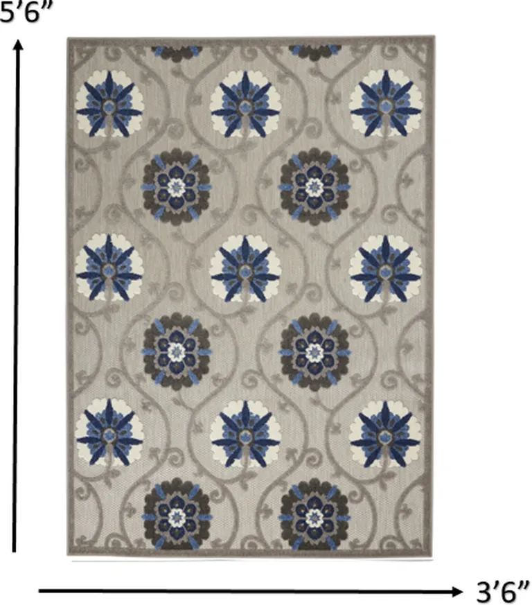 Gray and Blue Indoor Outdoor Area Rug Photo 3