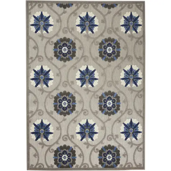 Blue And Gray Floral Indoor Outdoor Area Rug Photo 5