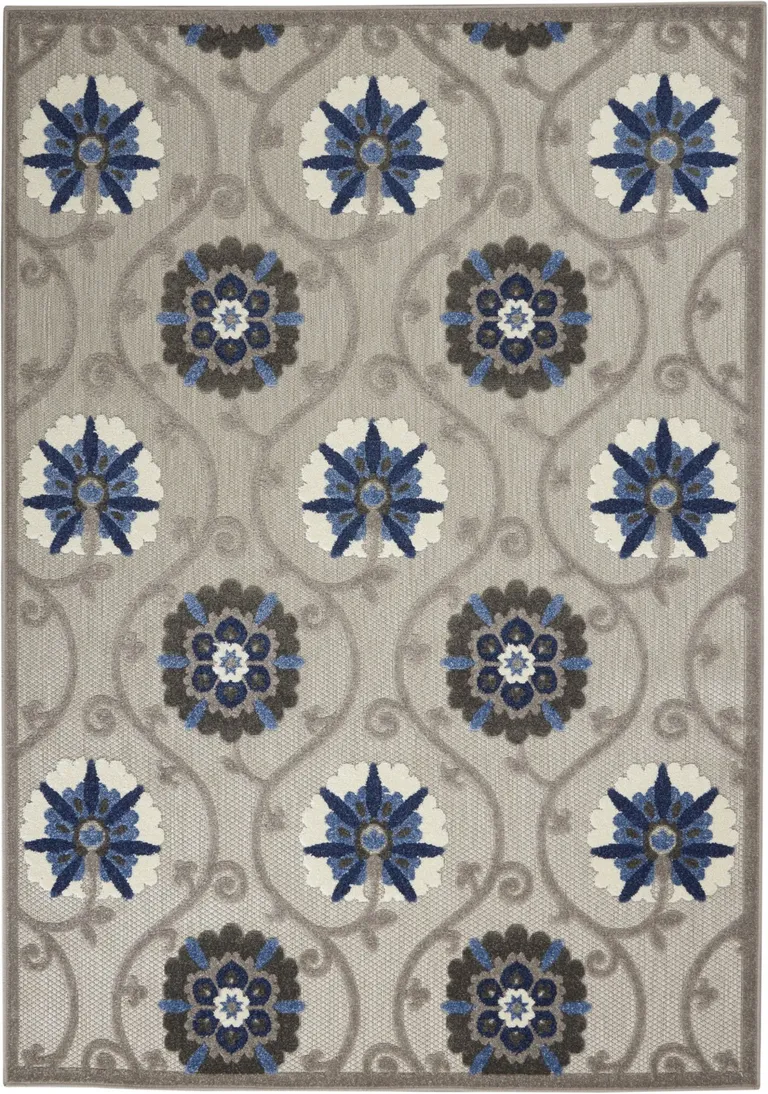 Gray and Blue Indoor Outdoor Area Rug Photo 1