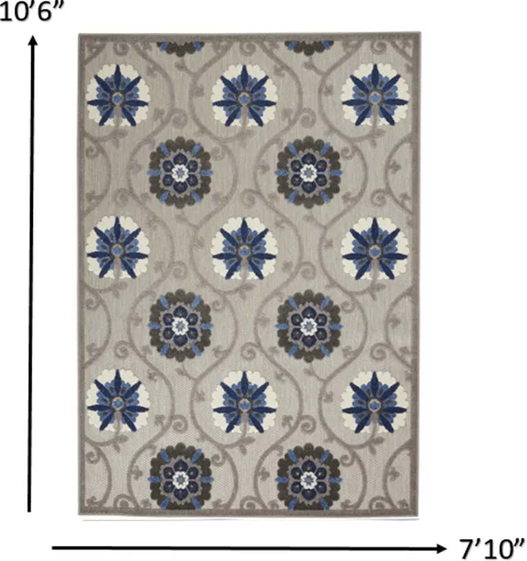 Gray and Blue Indoor Outdoor Area Rug Photo 5