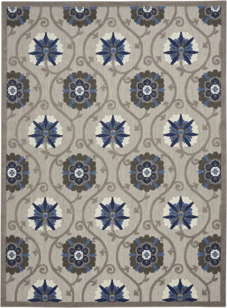 Gray and Blue Indoor Outdoor Area Rug Photo 1