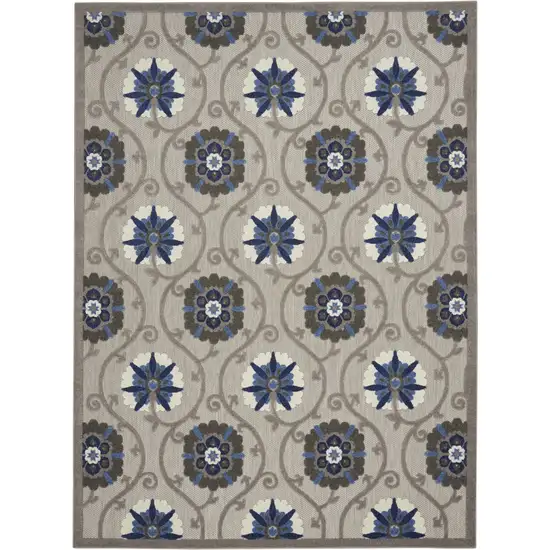 Gray and Blue Indoor Outdoor Area Rug Photo 1