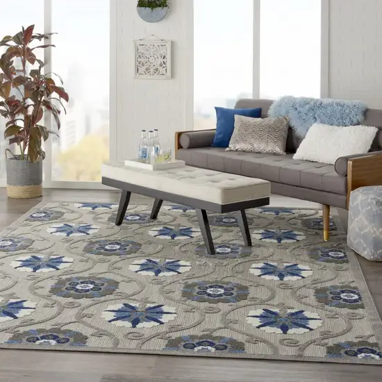 Gray and Blue Indoor Outdoor Area Rug Photo 7