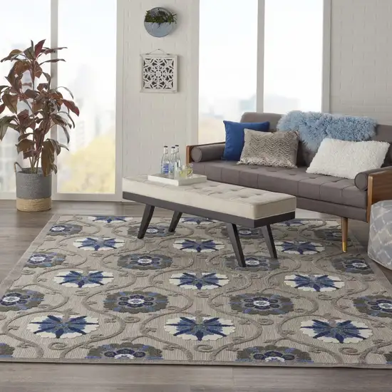 Gray and Blue Indoor Outdoor Area Rug Photo 6