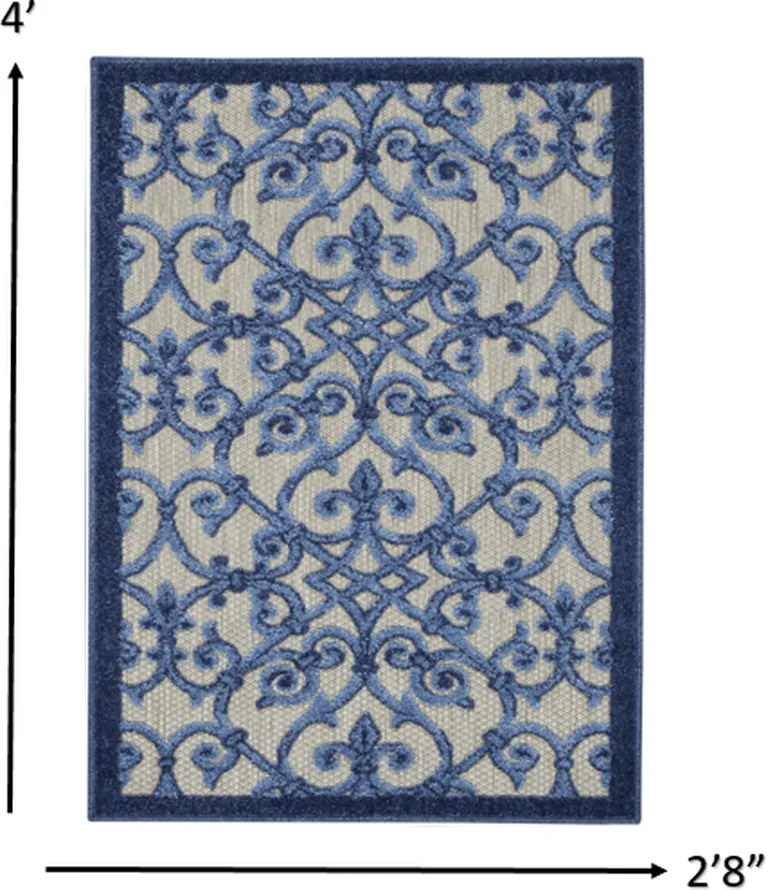 Gray and Blue Indoor Outdoor Area Rug Photo 4