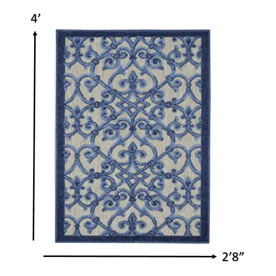 Gray and Blue Indoor Outdoor Area Rug Photo 3