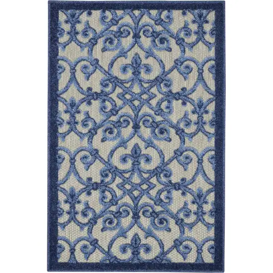 Gray and Blue Indoor Outdoor Area Rug Photo 1