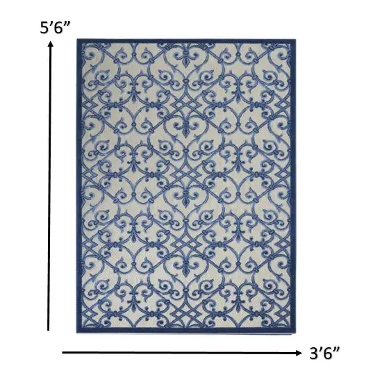 Gray and Blue Indoor Outdoor Area Rug Photo 4