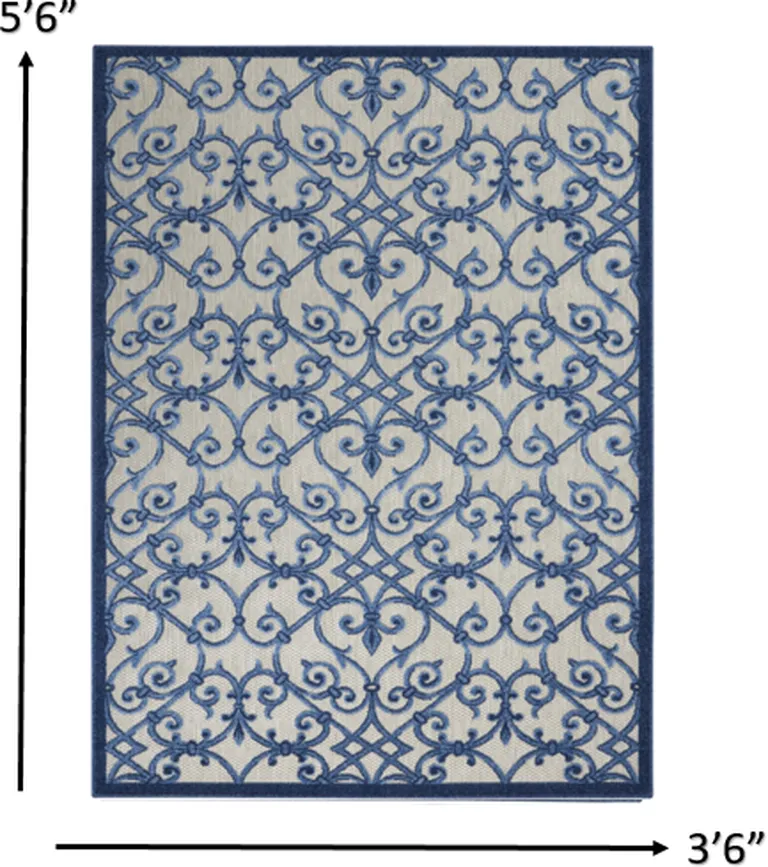 Gray and Blue Indoor Outdoor Area Rug Photo 4