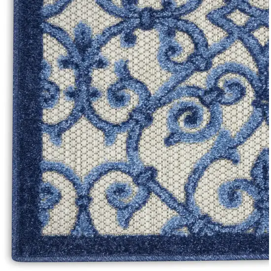 Blue And Gray Floral Indoor Outdoor Area Rug Photo 2