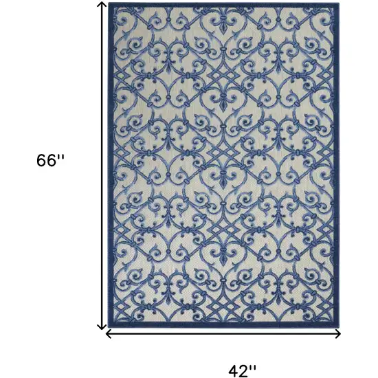 Blue And Gray Floral Indoor Outdoor Area Rug Photo 8