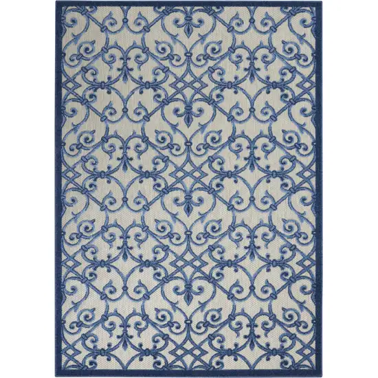 Blue And Gray Floral Indoor Outdoor Area Rug Photo 1