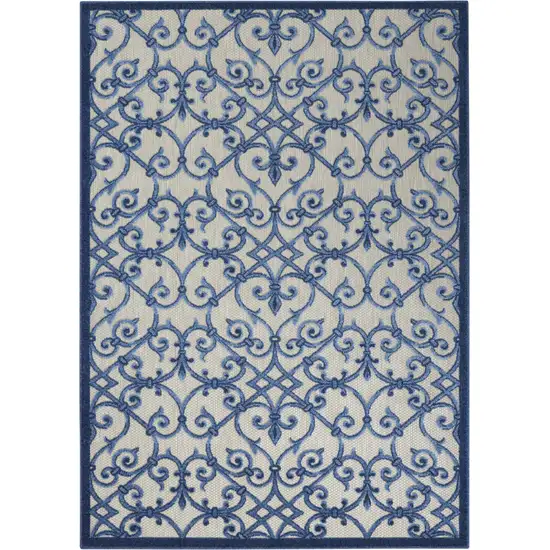 Blue And Gray Floral Indoor Outdoor Area Rug Photo 5