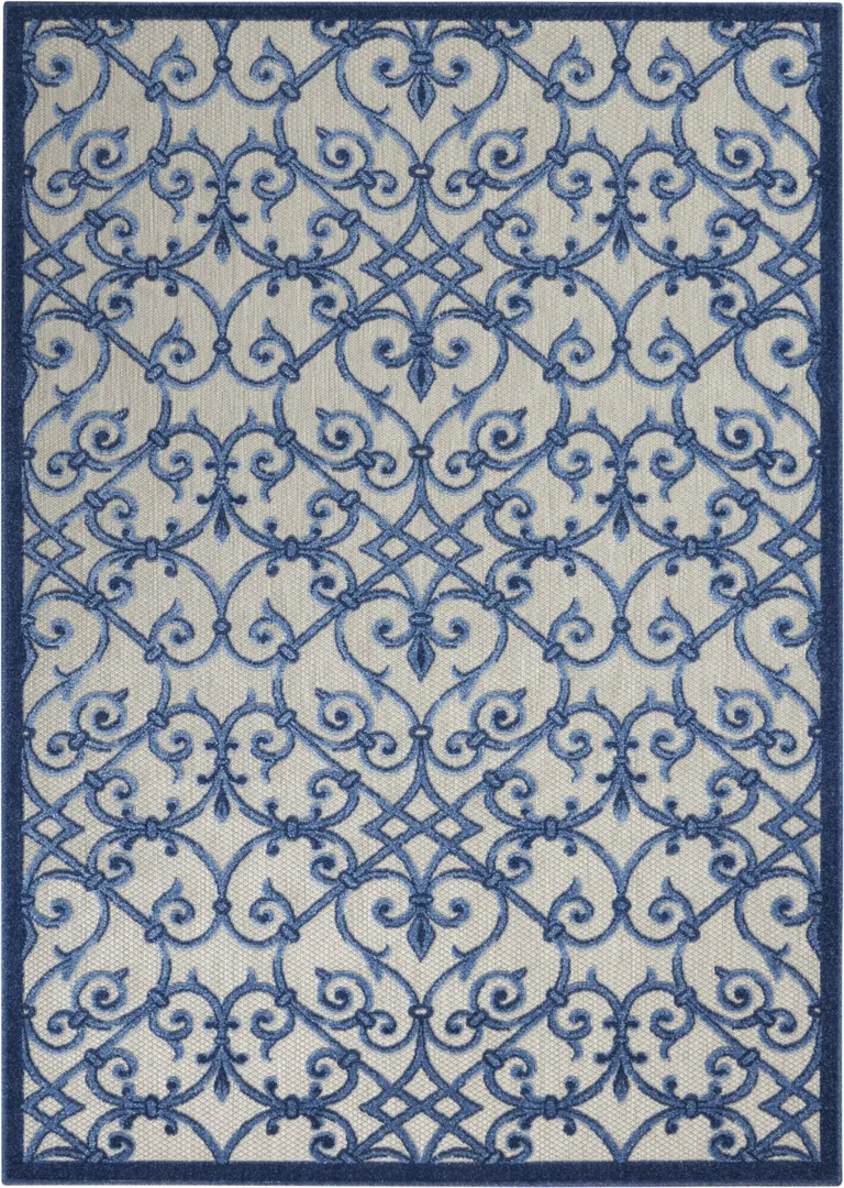 Gray and Blue Indoor Outdoor Area Rug Photo 1