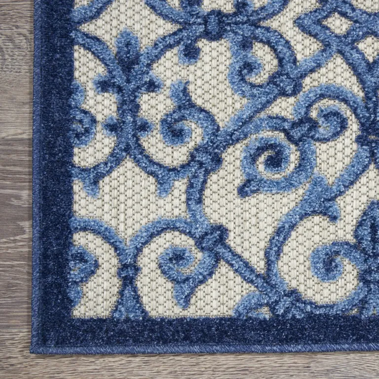 Gray and Blue Indoor Outdoor Area Rug Photo 3