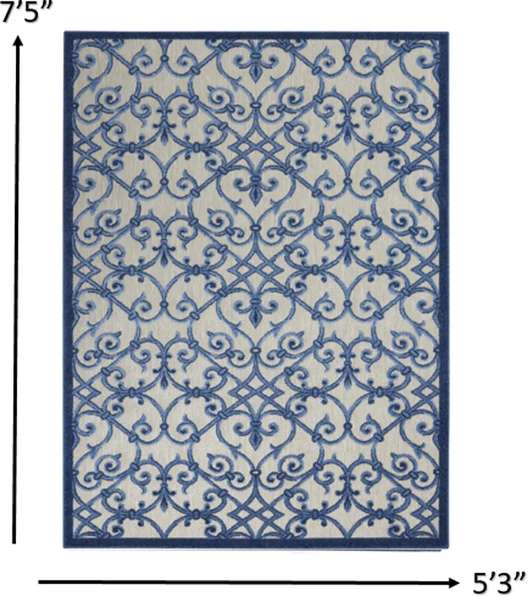 Gray and Blue Indoor Outdoor Area Rug Photo 5