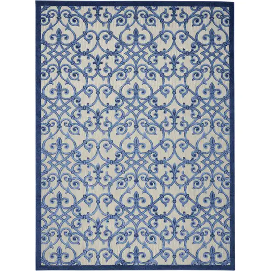 Blue And Gray Floral Indoor Outdoor Area Rug Photo 4