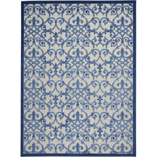 Blue And Gray Floral Indoor Outdoor Area Rug Photo 2