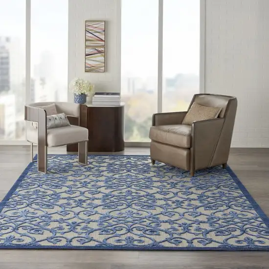 Gray and Blue Indoor Outdoor Area Rug Photo 6