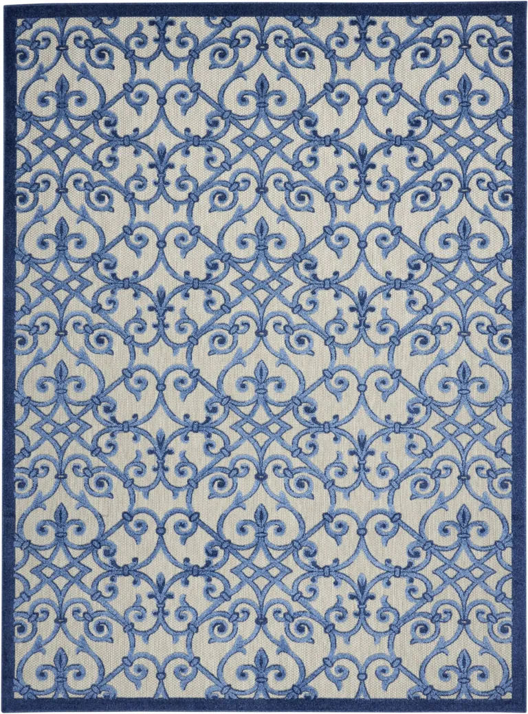 Gray and Blue Indoor Outdoor Area Rug Photo 1