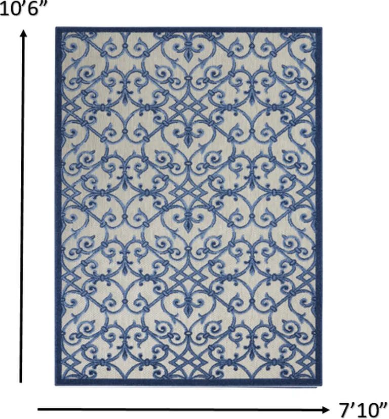 Gray and Blue Indoor Outdoor Area Rug Photo 4