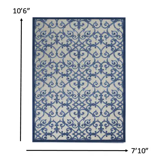 Gray and Blue Indoor Outdoor Area Rug Photo 4