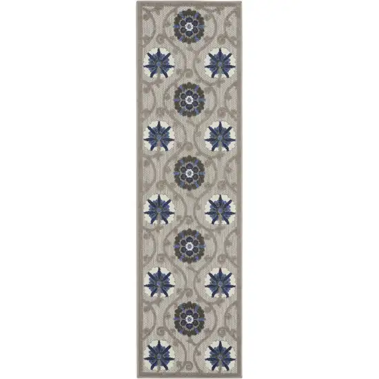 Blue And Gray Floral Indoor Outdoor Area Rug Photo 1