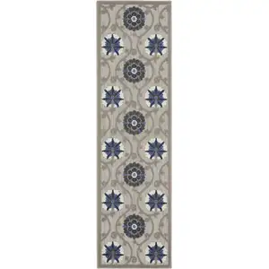 Photo of Gray and Blue Indoor Outdoor Runner Rug