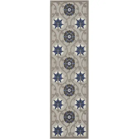 Blue And Gray Floral Indoor Outdoor Area Rug Photo 6