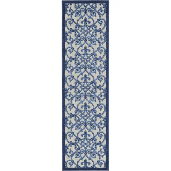 Blue And Gray Floral Indoor Outdoor Area Rug Photo 4