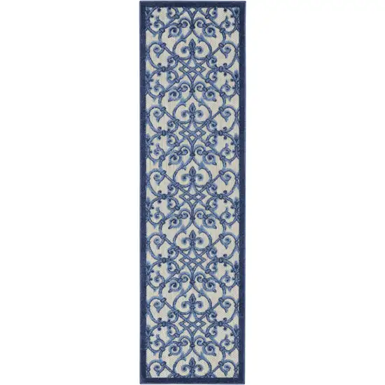 Blue And Gray Floral Indoor Outdoor Area Rug Photo 1