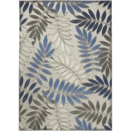 Grey/Blue Floral Indoor Outdoor Area Rug Photo 2