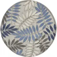 Photo of Gray and Blue Leaves Indoor Outdoor Area Rug