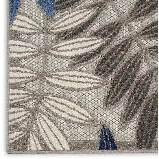 Grey/Blue Floral Indoor Outdoor Area Rug Photo 5